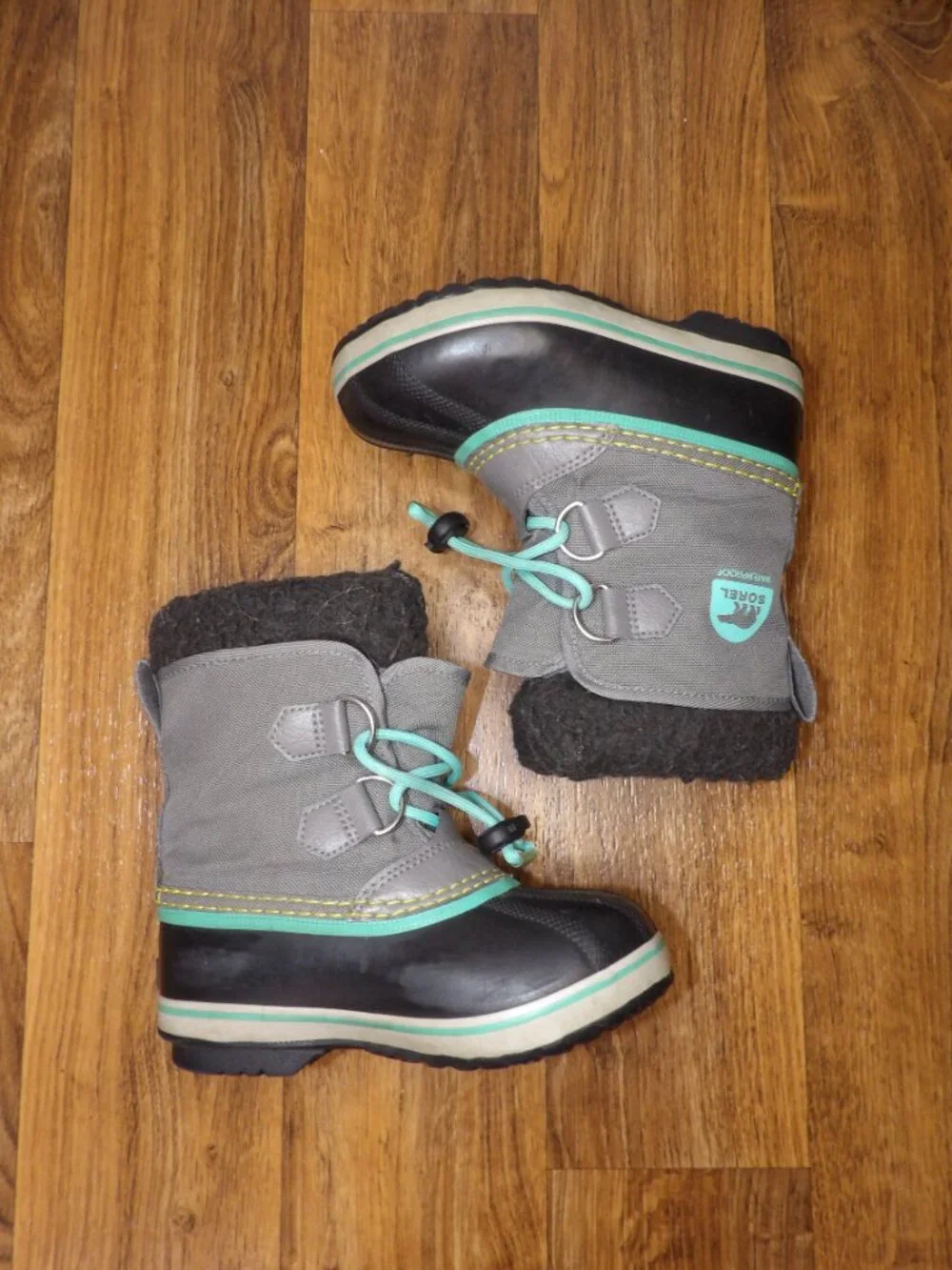 Sorel Yoot Pac Nylon Waterproof Snow Boots Gray Teal Size 11